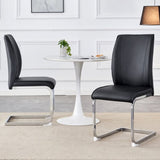 ZUN Luxury Simple Arch Chair - Set of 2 Black PU Material High Resilience Dining Chair with Arched Metal W1151P154868