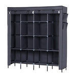 ZUN 67" Clothes Closet Portable Wardrobe Clothes Storage Rack 12 Shelves 4 Side Pockets Gray 63742682