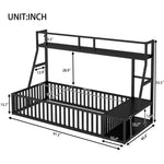 ZUN Twin Size Floor Bed Frame with Safety Fence, Metal Floor Bed with Desk and Storage Shelves, W1580P240068