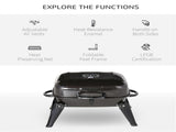 Black 14" Outdoor Portable Charcoal Grill for Beach Picnic, Small Enamel Coated Grill with Folding 04313410