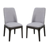 Set of 2 Side Dining Chair with Linen Padded Seat and Back, Light Gray and Gray Oak B016P314461