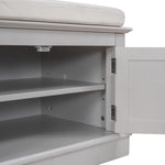 ZUN Storage Bench with 4 Doors and Adjustable Shelves, Shoe Bench with Removable Cushion for Living 19070273