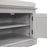 ZUN Storage Bench with 4 Doors and Adjustable Shelves, Shoe Bench with Removable Cushion for Living 19070273