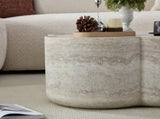 31.5" Clover Round Faux Marble Coffee Table No Assembly Required, Anti-Slip Raised Edge, Open W2664P462015