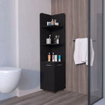 ZUN Black 2-Door Cabinet with 3 Corner Shelves B062P205243