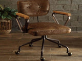Vintage Whiskey Swivel Office Chair with Nailhead Trim B062P182752