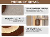 Adjustable 3-Color LED Sandstone Wall Decor with Simulated Green Plants - 3D Art Sculpture, Glass W2700P313030