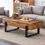 ZUN A coffee table made of American vintage MDF Equipped with drawers made of solid wood W1151141600