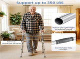 Silver Foldable Walker, 2-Button Folding Mechanism & 7-Level Adjustable Height , 350LBS 04789296