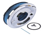 14" x 3" Air Cleaner Set Super Flow Washable Element Blue Recessed Chrome Top 10731620