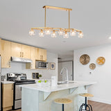 Crystal Chandelier for Dining Room, 8-Light Kitchen Chandelier Light Fixture Modern Metal Industrial W1592P251074