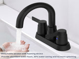 Bathroom Faucet Matte Black 2-Handle Bathroom Sink Faucet 360 Degree High Arc Swivel Spout Centerset 95754936