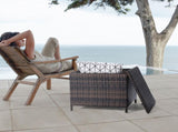 Outdoor PE Wicker Side Table with Storage, Patio Rattan End Table Square Container for Furniture 64589398