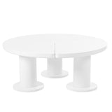 ZUN ON-TREND Φ39.4'' Easy Assembly Round Petal-Shaped Coffee Table, Cream Style Center Table with 3 N721P190396K