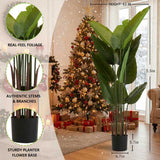 2PCS Set 5.2ft Tall Artificial Plant Faux Tropical Palm Tree in Pot Bird of Paradise Plant for 10805063