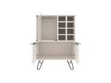 Bar Cabinet 43.1" H, with 2 Doors, 9 Shelves, and 1 Glass Panel, White Washed Oak B097P250849