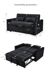 Modern Velvet Loveseat Futon Sofa Couch Pullout Bed, Small Love Seat Lounge Sofa w/Reclining T3411P309451