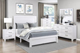 White Finish Queen Size Panel Bed Wooden Bedroom Furniture 1pc, Bed in a Box B011P248609