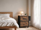 Wood Filing Cabinet with Wheels, Weathered Wood Fluted, Iron Clad Wood, Melamine Faced, 2 Small 10635827