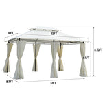 ZUN 13 x 10 Ft Outdoor Patio Gazebo Canopy Tent With Ventilated Double Roof And Curtain,Beige [Sale to 31283176