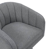 1pc Modern Swivel Accent Chair Dark Gray Boucle Upholstery Solid Wood Foam Seat Cushion Unique Style B011P308016