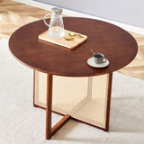 Chinese countryside retro walnut solid wood round table, simple modern imitation rattan table, W1512P355086