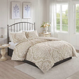 Full/Queen 3 piece Tufted Cotton Chenille Damask Duvet Cover Set B03597347