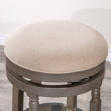 30" Bar Stool, Weathered Gray Finish, Beige Fabric Seat B04660733