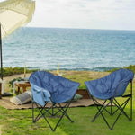 ZUN Camping Chair Blue Alloy Steel 60160598