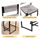 Gray Set of 2 Hand Weave Bars with Back Counter Height Bar Chairs Paper Rope Woven Dining W1757138690
