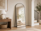 56"x15" Arched Full Length Mirror Freestanding Full Body Floor Mirror, Black 55639654