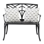 ZUN 38in Outdoor Orchid Back Aluminum Bench Black 43199570