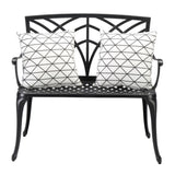 ZUN 38in Outdoor Orchid Back Aluminum Bench Black 43199570