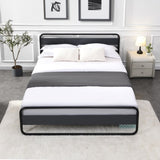 ZUN Industrial Platform Queen Bed Frame/Mattress Foundation with Rustic Headboard and Footboard, Strong D22676093