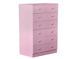 25.98"*15.75"*51.57" 6-tier 7-Drawer Cabinet Drawer Dresser with Gold Handles Macaron Pink 69590279