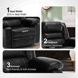 ZUN Breathable Leather Massage Recliner Chair Manual Living Room Reclining Sofa W1403P156678