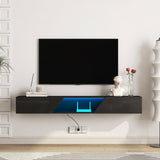 Floating TV Stand Wall Mounted with 16 Color LEDs,69" Modern TV Stand, Floating TV Cabinet W1321P237655