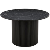 ZUN Imitation Black Marble Grain MDF Tabletop, Inch Round Dining Table for 4, Modern Kitchen Table, W1164P225843