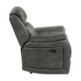 Classic Brownish Gray 1pc Reclining Chair Plush Comfort Pillow-Top Arms Vertical Tufting Solid Wood B011P168816