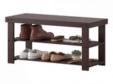 27-In Bamboo Shoe Rack & Bench, 3-Tier 280 lb Capacity Storage Organizer for Entryway, Living Room, 35252088