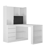 ZUN L Shaped Desk with Charger,Computer Desk with Drawers,Bookshelf & Hutchwith LED Light,Modern Corner 78139512