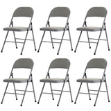6pcs Elegant Foldable Iron & PVC Chairs for Convention & Exhibition Gray 14327127
