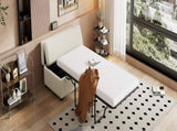 Twin Size Folding Ottoman Sleeper Bed with Mattress Convertible Guest Bed, White N719P243722K