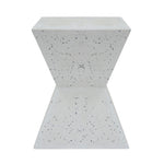 ZUN 14.75" White Terrazzo Finish Prismatic Symmetry Concrete Outdoor Side Table with Prismatic Design – N767P192084W