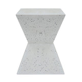 ZUN 14.75" White Terrazzo Finish Prismatic Symmetry Concrete Outdoor Side Table with Prismatic Design – N767P192084W