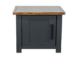 14 inch Chairside Table, No Assembly Required, Black and Whiskey Finish B108P160150