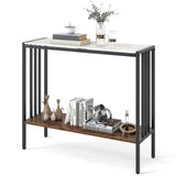 Modern Industrial Console Table - 2-Tier Design, Sintered Stone Tabletop with Anti-Slip Bumpers, 95020165