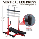 Vertical Leg Press with Adjustable Leg, Back and Head Positions, Leg Strength Training W2031P271239