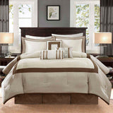 7 Piece Comforter Set Taupe/Brown Queen B03597132