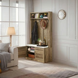 Wood Coat Rack, Storage Shoe Cabinet, with Clothes Hook, with Sponge Pad Product, Multiple Storage 03980719